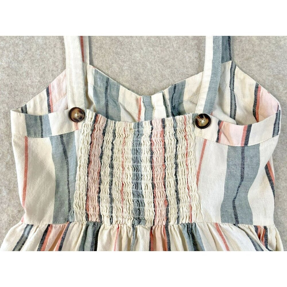 Shyanne Womens Sm Western Sundress Mini Linen Adjustable Straps Button Down - Picture 13 of 16